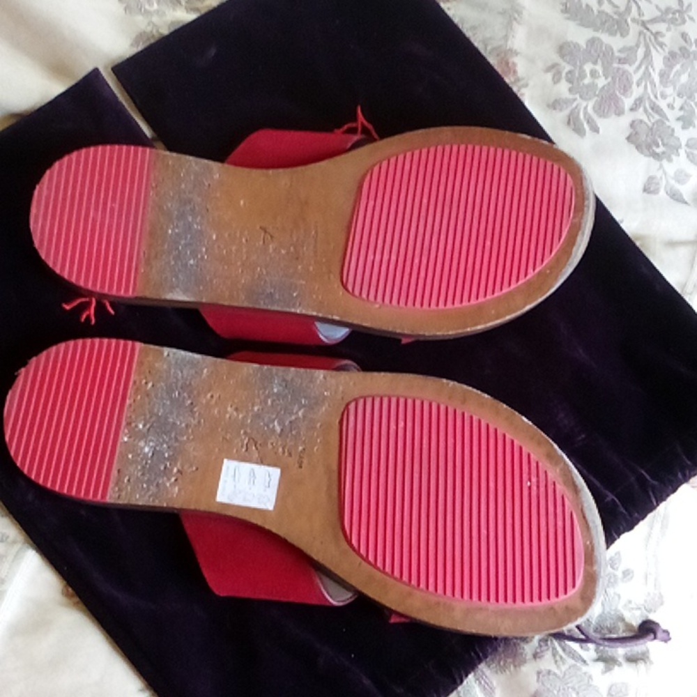 Isaia Red suede slides Naples, Italy size 42 EU = USA 9.5 mens - 2 dust bags - Picture 4 of 9
